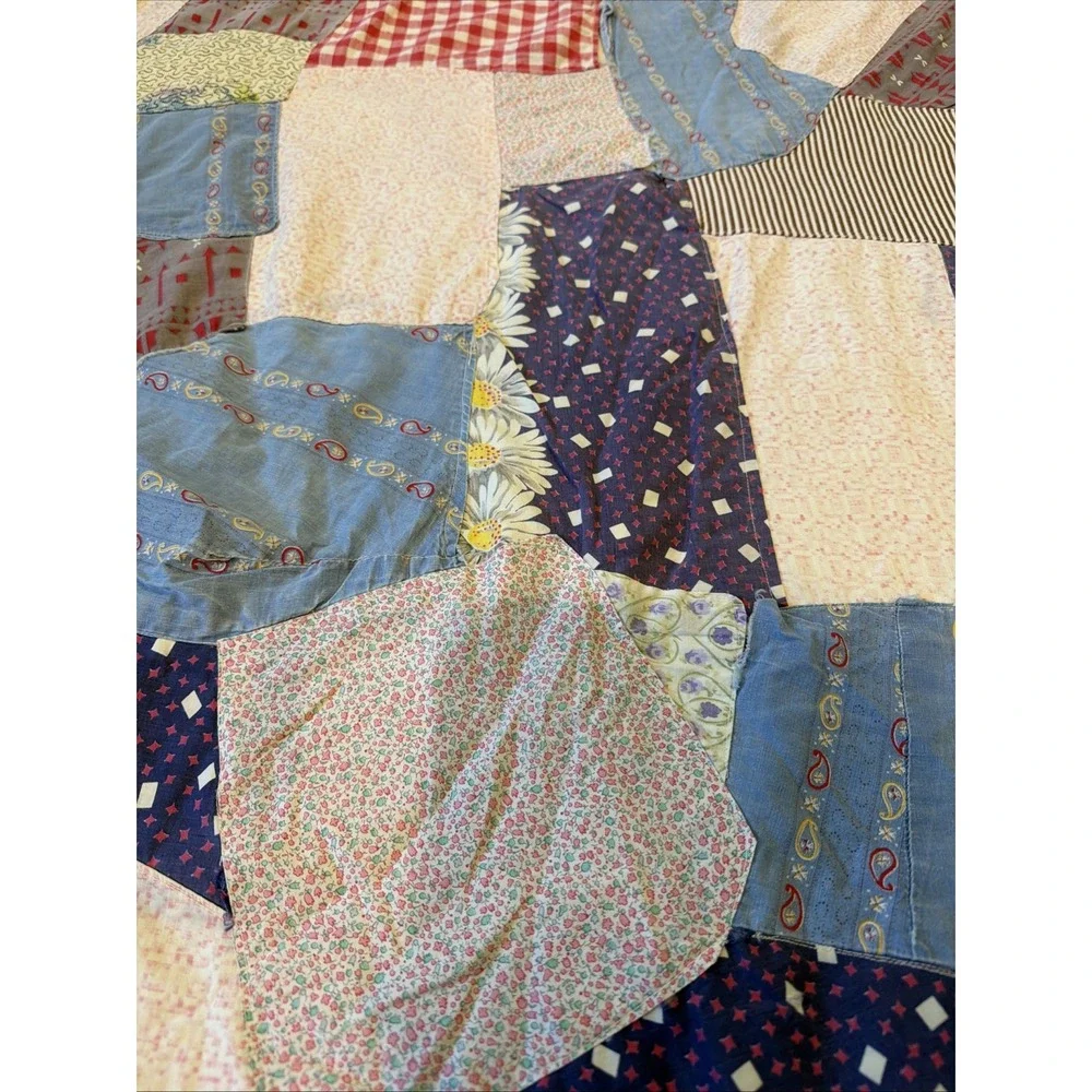 Vintage Handmade Crazy Quilt Patchwork Scrap 75x70